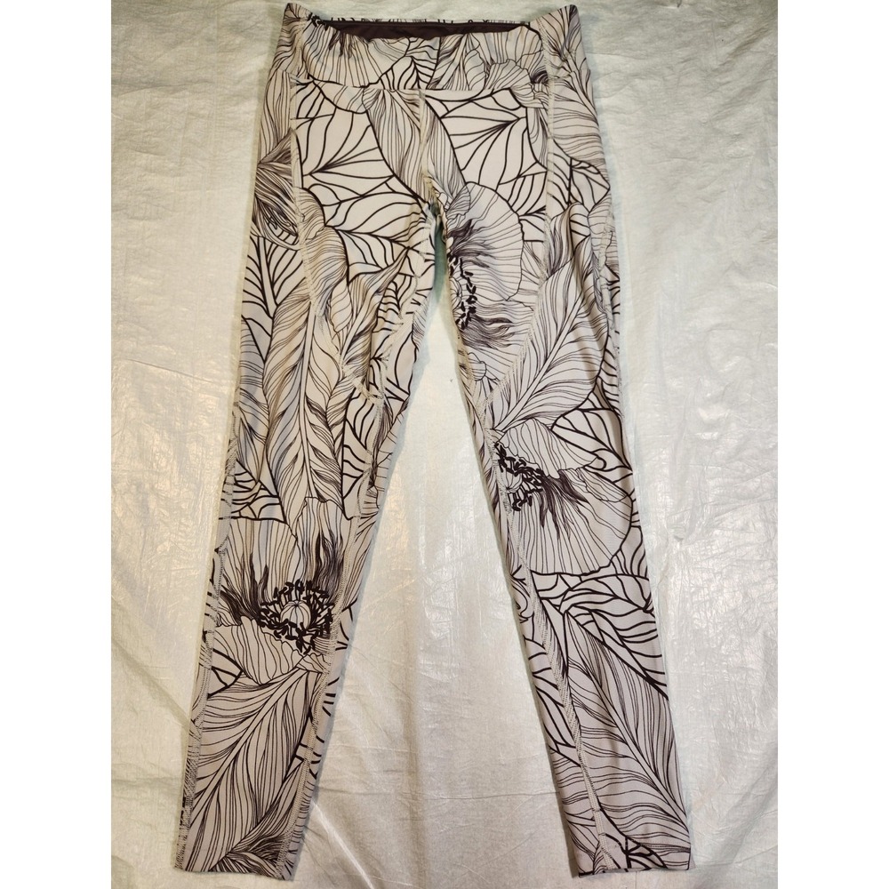 Maaji Floral Yoga Leggings Cropped Purple White Small S Pants